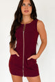 Binda Zip-Up Corduroy Dress (Maroon) - NanaMacs