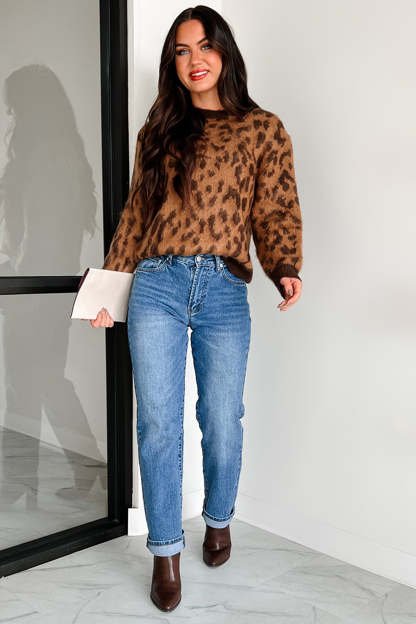 Sassy Since Birth Leopard Print Sweater (Camel/Brown)