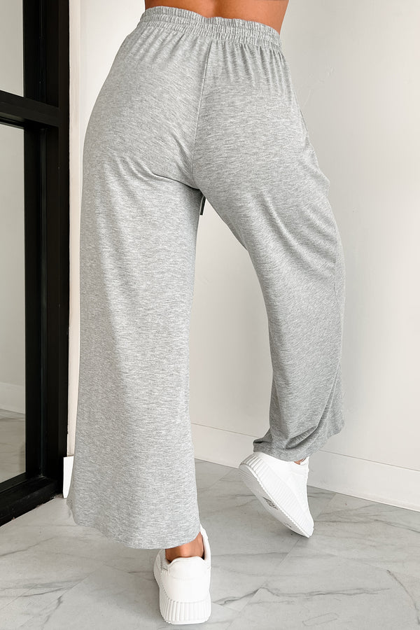 Lazy Reputation Drawstring Waist Lounge Pants (Heather Grey) - NanaMacs