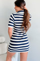 Sea You Later Striped Crochet Mini Dress (Navy/Ivory) - NanaMacs