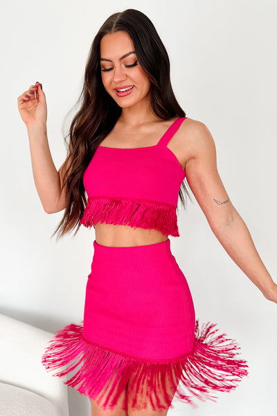 Spin Me Around Fringe Two-Piece Set (Fuchsia) - NanaMacs