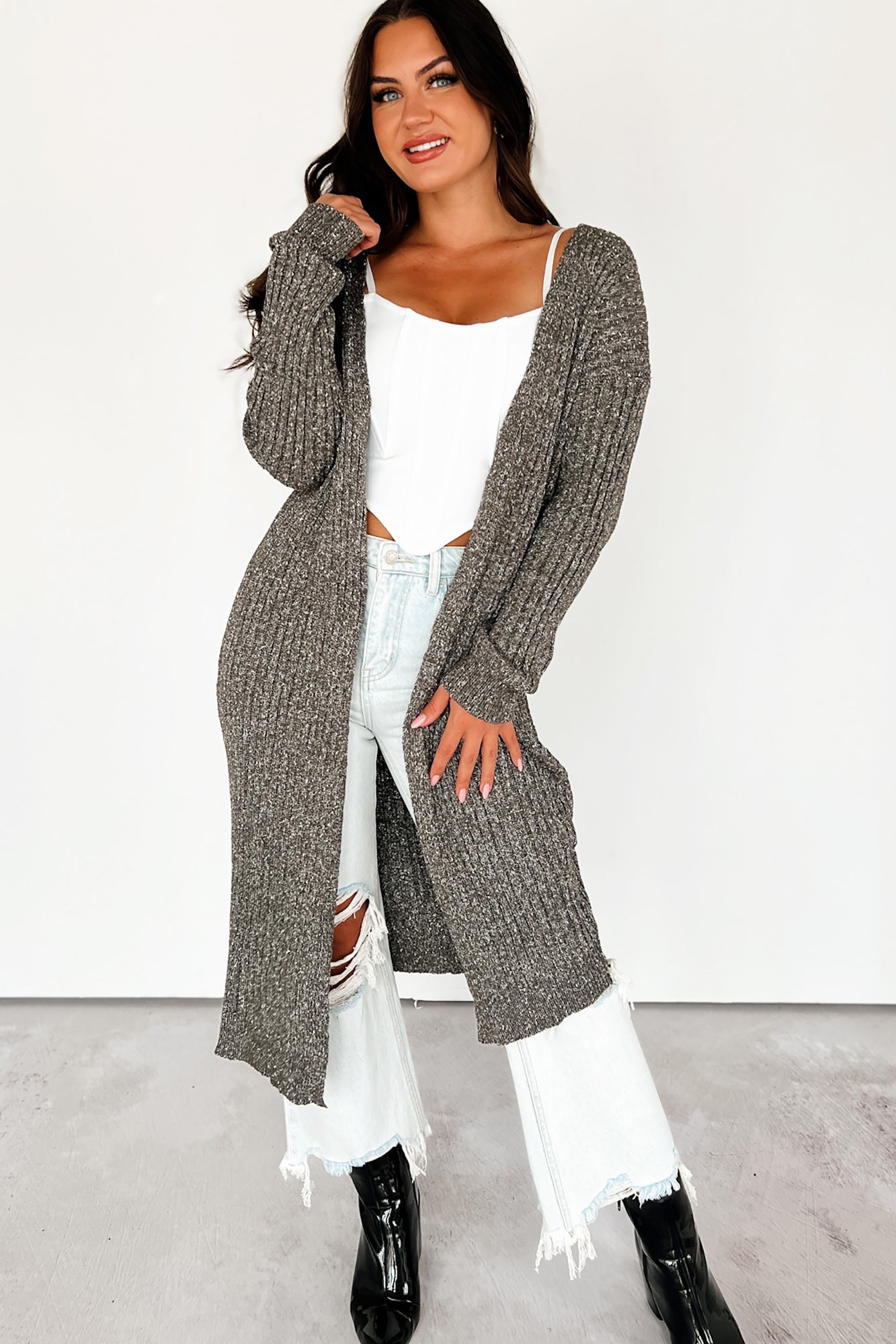 Crafting A Masterpiece Sweater Cardigan (Charcoal) - NanaMacs