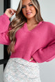 Fabulously Chic Cropped Balloon Sleeve Sweater (Magenta) - NanaMacs