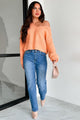 The World Is Yours Chunky V-Neck Sweater (Apricot Orange)