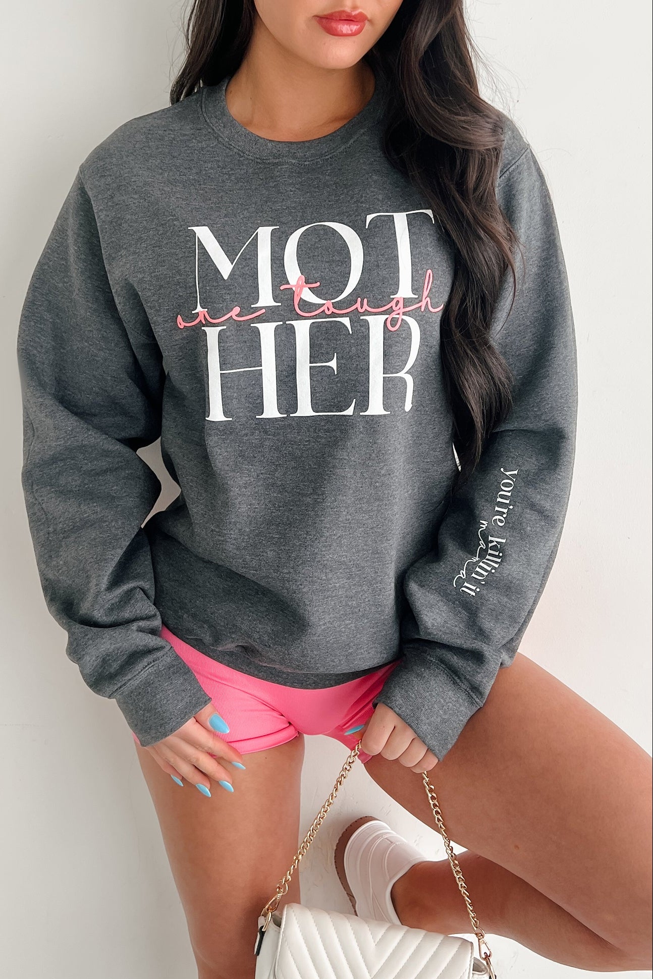 "One Tough Mother" Graphic Sweatshirt (Charcoal) - NanaMacs