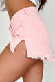 Blaise Mid Rise Destroyed Denim Shorts (Pink) - NanaMacs