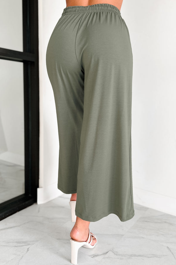 Lazy Reputation Drawstring Waist Lounge Pants (Dusty Olive) - NanaMacs