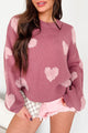 Love That's Made For Me Textured Heart Sweater (Rose/Blush) - NanaMacs