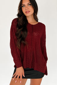 Boyer Lightweight Sweater Top (Burgundy) - NanaMacs