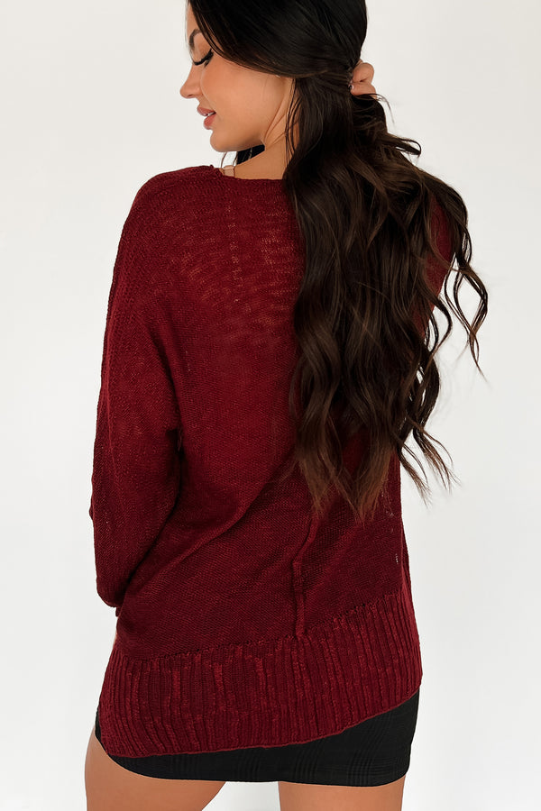 Boyer Lightweight Sweater Top (Burgundy) - NanaMacs