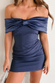 Elegant Era Off The Shoulder Bodycon Mini Dress (Midnight Blue) - NanaMacs