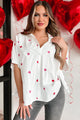 Lovestruck Babe Heart Embroidered Oversized Button-Down (White) - NanaMacs