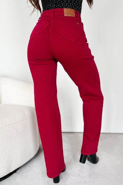 Rinna Heart Shaped Pockets Judy Blue Jeans (Scarlet) - NanaMacs