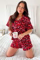 My Secret Crush Silky Printed Pajama Set (Black/Pink) - NanaMacs