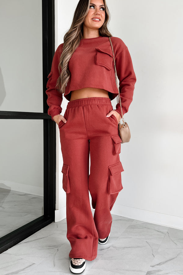 Jada Cargo Sweatpants (Marsala) - NanaMacs