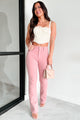 Perfectly Peppy High Rise Sneak Peek Bootcut Jeans (Peach) - NanaMacs