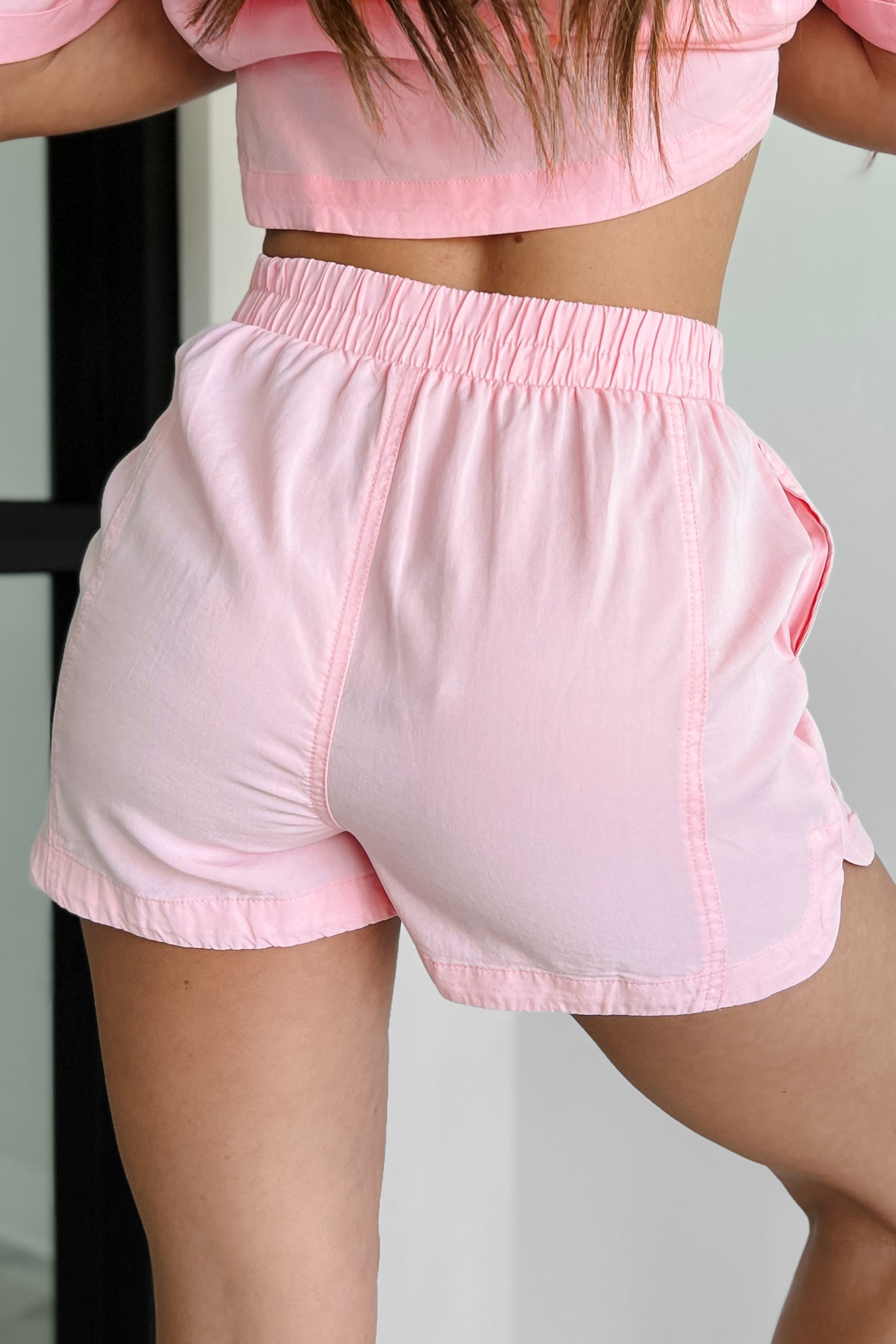 Casual Contentment Paneled Shorts (Pink) - NanaMacs
