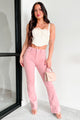 Perfectly Peppy High Rise Sneak Peek Bootcut Jeans (Peach) - NanaMacs