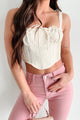 Flirty Messages Jacquard Lace Corset Top (Ivory) - NanaMacs