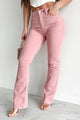 Perfectly Peppy High Rise Sneak Peek Bootcut Jeans (Peach) - NanaMacs