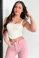 Flirty Messages Jacquard Lace Corset Top (Ivory) - NanaMacs