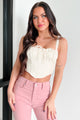 Flirty Messages Jacquard Lace Corset Top (Ivory) - NanaMacs