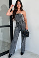 Embracing My Flaws Strapless Denim Jumpsuit (Acid Black) - NanaMacs