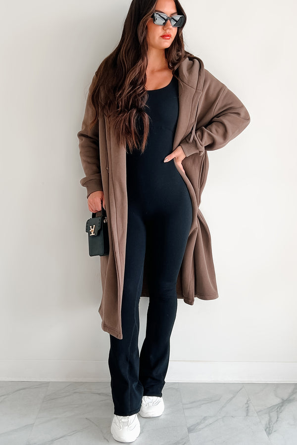 Slumbering Beauty Hooded Longline Cardigan (Brown) - NanaMacs