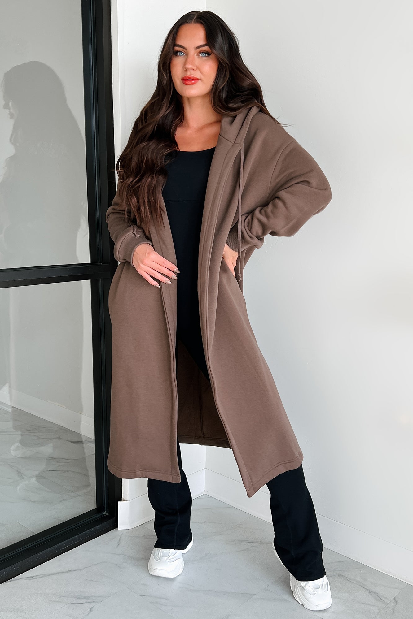 Slumbering Beauty Hooded Longline Cardigan (Brown) - NanaMacs