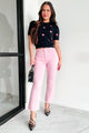 That's My Choice High Rise Kick Flare Sneak Peek Jeans (Rose Pink) - NanaMacs