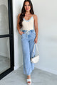 Sunny In San Fran Wide Leg Denim Pants (Denim Blue) - NanaMacs