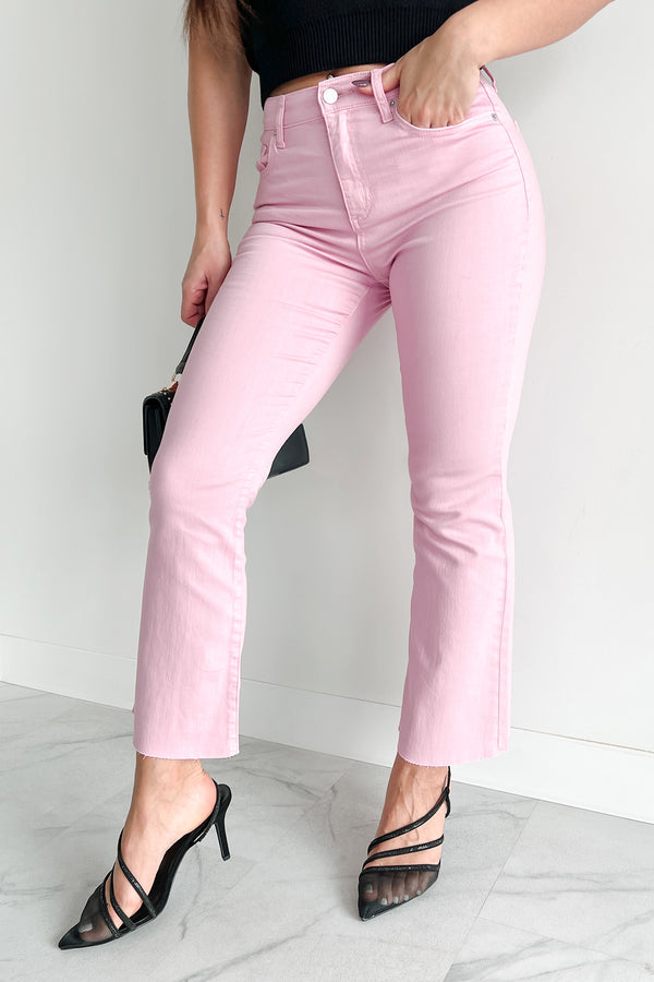 That's My Choice High Rise Kick Flare Sneak Peek Jeans (Rose Pink) - NanaMacs