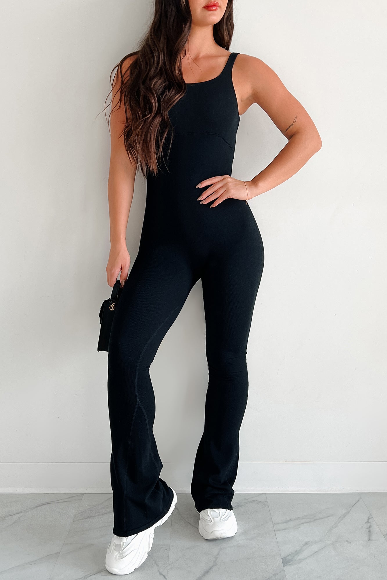 Effortless Attention Flared Tank Jumpsuit (Black)