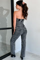 Embracing My Flaws Strapless Denim Jumpsuit (Acid Black) - NanaMacs