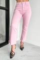 That's My Choice High Rise Kick Flare Sneak Peek Jeans (Rose Pink) - NanaMacs