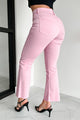 That's My Choice High Rise Kick Flare Sneak Peek Jeans (Rose Pink) - NanaMacs