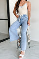 Sunny In San Fran Wide Leg Denim Pants (Denim Blue) - NanaMacs