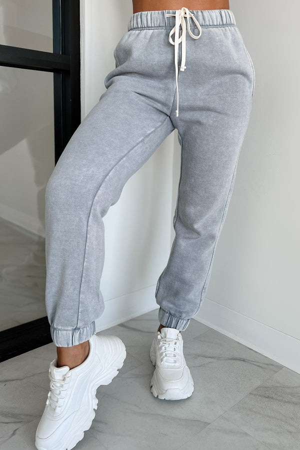 Finnegan Zenana Acid Wash Jogger Sweatpants (Sleet) - NanaMacs