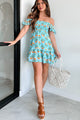 Waterfront Kisses Smocked Floral Mini Dress (Aqua Multi) - NanaMacs