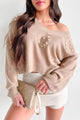 Relentless Devotion Textured Pearl Heart Sweater (Khaki) - NanaMacs