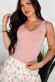 Simply Charming Double-Layered V-Neck Tank Top (Dusty Rose) - NanaMacs