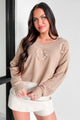 Relentless Devotion Textured Pearl Heart Sweater (Khaki) - NanaMacs