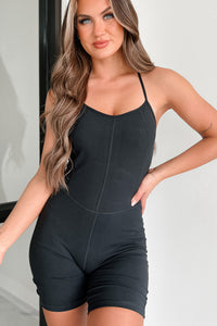 Daily Movement T-Strap Bodycon Romper (Black) - NanaMacs