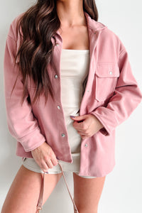 Never On Schedule Brushed Fleece Shacket (Pink) - NanaMacs