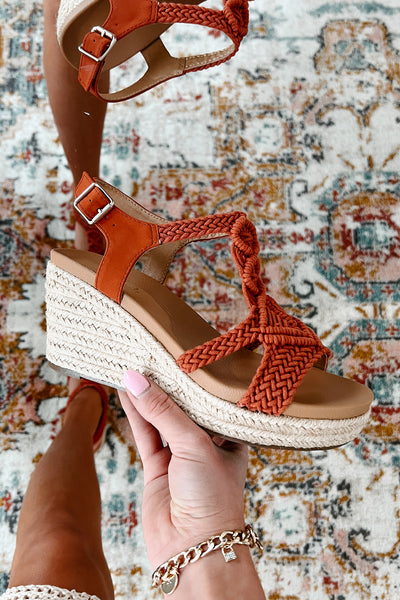 Aisha Braided Wedge Sandals (Orange/Woven) - NanaMacs