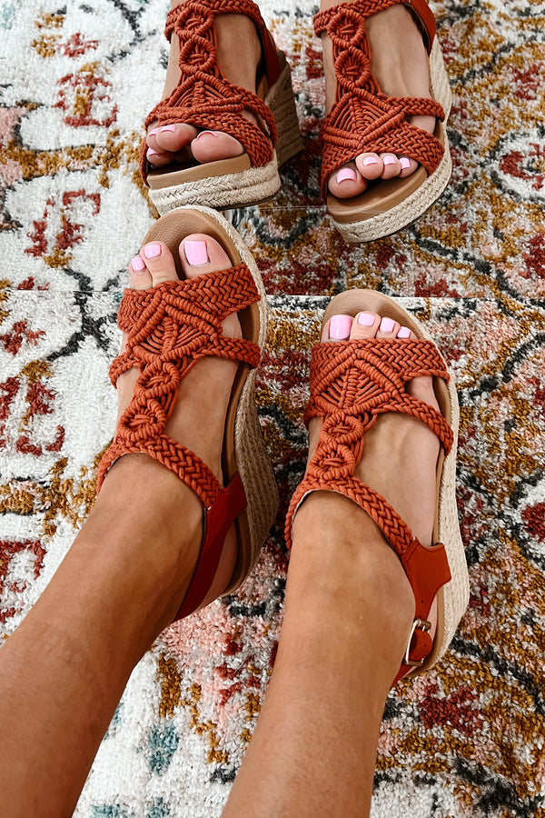 Aisha Braided Wedge Sandals (Orange/Woven) - NanaMacs