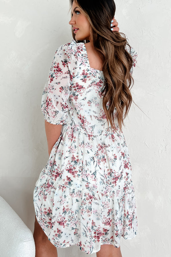 Embrace The Memories Button Front Floral Mini Dress (Deep Rose) - NanaMacs