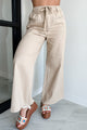 Sunny In San Fran Wide Leg Denim Pants (Beige) - NanaMacs