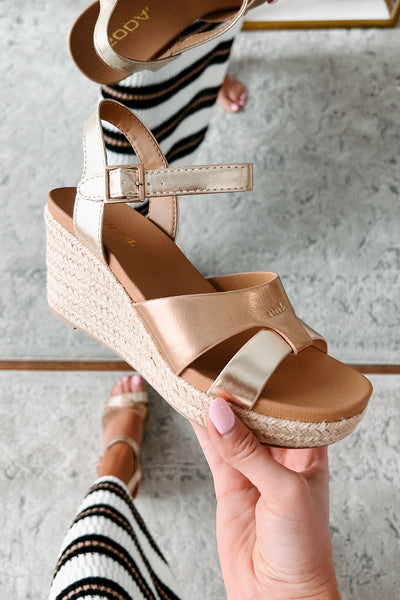 Havana Living Metallic Wedge Sandals (Gold/Penny) - NanaMacs