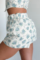 Set For Compliments Floral Crop Top & Shorts Set (White/Blue) - NanaMacs
